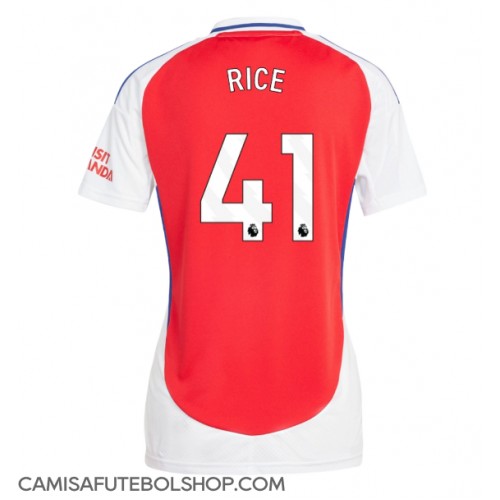 Camisa de time de futebol Arsenal Declan Rice #41 Replicas 1º Equipamento Feminina 2024-25 Manga Curta